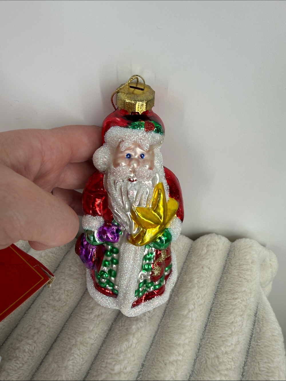Multicolor Blown Glass Santa Ornament - Picture 5 of 8